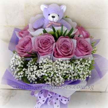 HB11020-GLSW-6 Ecuador Purple Rose w/Bear