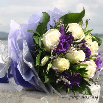 HB08408D ORW-9 Wh Rose w/Eustoma 
