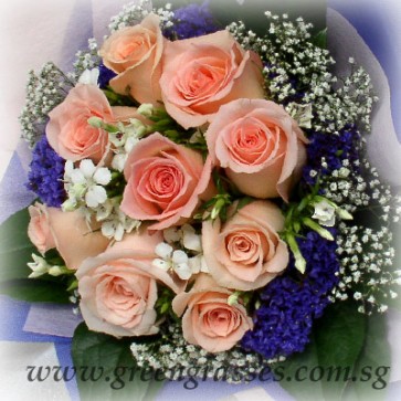 HB07928D-ORW-9 Champagne Rose hand bouquet