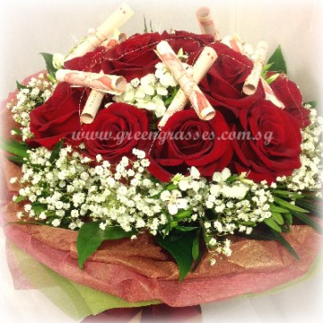 HB19508 LLGRW-12 Red Rose w/Money 10 pcs S$10 note)