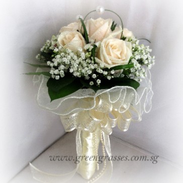 WB09621 ROM-6 Wh Rose w/Pearl Grass-Bridal-Wedding