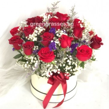 BX16023 RDHB-24 Red Ross in Round Gift Box