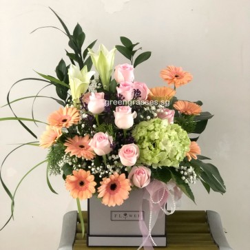 BX16025 Assorted Flowers in Square Gift Box