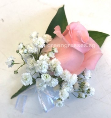 CG01519 Boutonnière Corsage-1 Pk Rose w/F