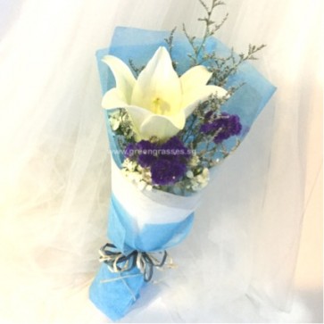 HB04068-SW1F-1 Wh Lily hand bouquet