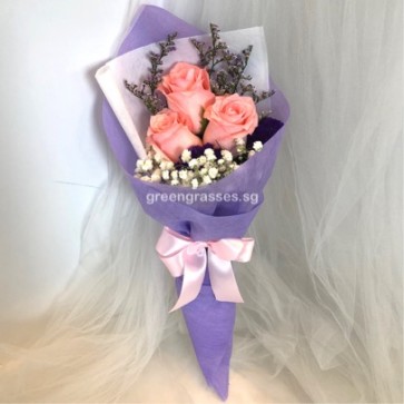 HB04580 SW-3 Pk Rose hand bouquet