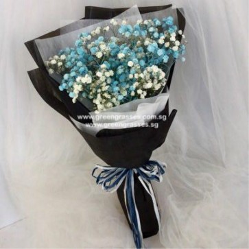 HB05028-KW-Blue/Wh BB Baby's Breath hand bouquet