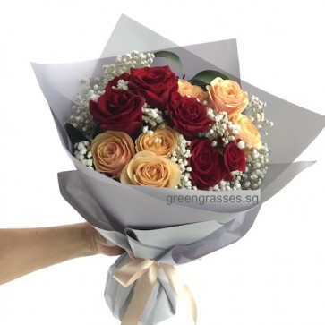 HB08563 BOQ-12 Roses(Red+Champagne)