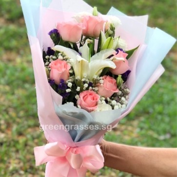 HB08525-LSW-2 Wh Lily+6 Pk Rose