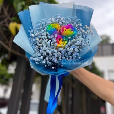 HB09514-BOQ-3 Ecuador Rainbow Rose