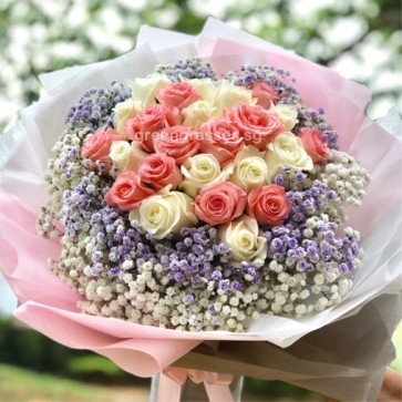 HB15013 LLGRW-19 or 20 Roses(Pk & Wh)