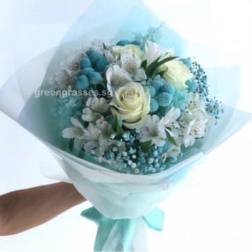 HB15053 BOQ-Tiffany Blue Bouquet