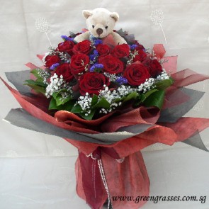 HB12506-ORW-21 Red Rose w/Bear