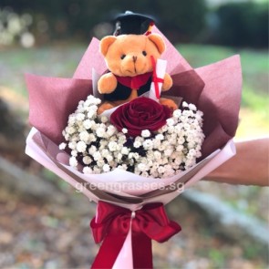GRHB04314 GLSW-1 Red Rose w/4" Graduate Bear