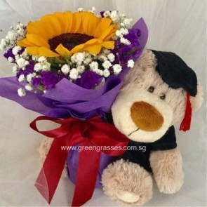 GRHB06206 LLGRW-1 Sunflower tie w/6" Graduate Bear