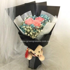 GRHB06207 NKW-3 Pk Rose tie 4" Graduate Bear