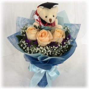 GRHB06829 GLSW-3 Champagne Rose w/4" Graduate Bear
