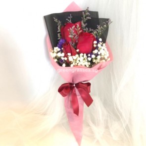 HB04579-SW-3 Red Rose hand bouquet