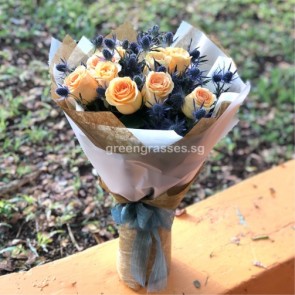 HB10065-ORW-10 Kenya Mango Rose w/Eryngium