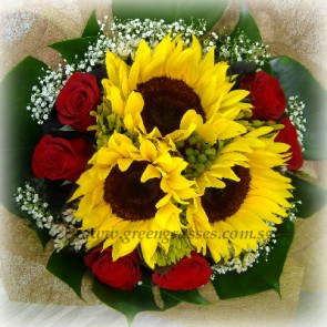 HB09613-LLGRW-6 Red Rose+3 Sunflower