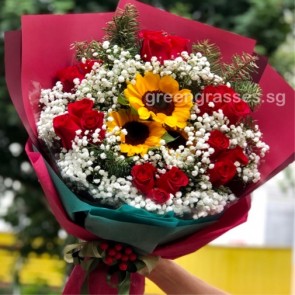 HB12508 GLSW-3 Sunflower+18 Red Rose