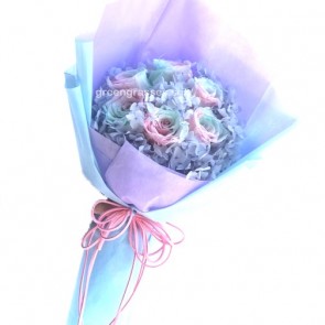 HBP10027 BOQ-6 Rainbow Roses Everlasting Preserved 永生花